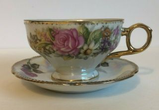Vintage Tea Cup And Saucer Set Floral Pattern Made In Japan Ew 8407
