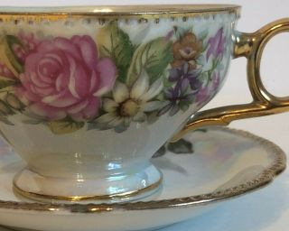 Vintage Tea Cup And Saucer Set Floral Pattern Made In Japan Ew 8407 2