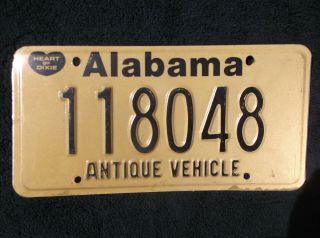 Alabama Antique Vehicle License Plate