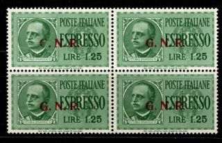 Italy Italian Rsi 1943 1944 Gnr Express Rare Overprint Variety Block Of Four $$$