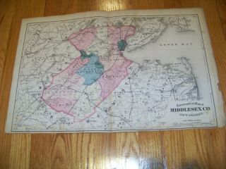 1872 Map F.  W.  Beers,  Comstock & Cline Middlesex County Nj Perth Amboy Matawan