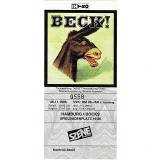 Beck Concert Ticket Stub Hamburg Germany 11/26/96 Docks The Odelay Tour Rare