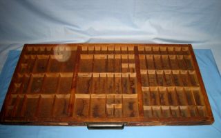 Vtg Wooden/wood Printers Drawer Shadow Box Type Set