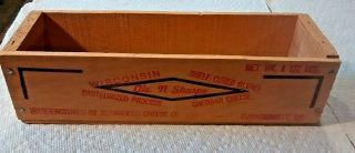 Old Vintage 1.  5 Lbs Ole N Sharpe Shelf Cured Primitive Wood Wisconsin Cheese Box
