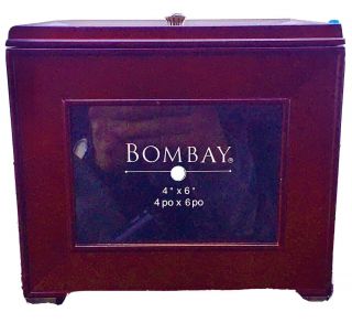 The Bombay Company Mahogany 4x6 Framed Photo Box Storage Holds 101 Pictures