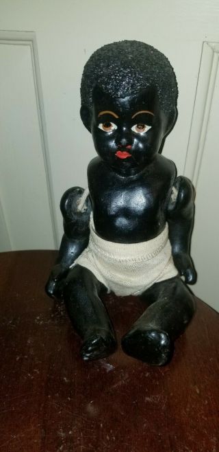 Antique Black African American Composition Baby Doll 8 1/4 "
