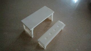 Vintage 1992 Mattel Barbie Replacement Table & Bench For Fold N Fun House 1545