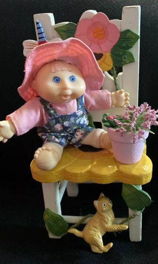 Adorable Vintage 1983 Cabbage Patch Baby In The Garden With Kitten