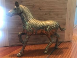 Vintage Brass Sculpture Statue Animals Figure Zebra