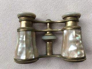 ANTIQUE Mother Of Pearl Binoculars/Opera Glasses MARCHAND PARIS Made In France 3
