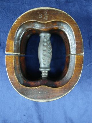 Vintage Antique Wooden Mold Hat Stretcher Size 6 3/4 " Cast Iron Handle Millinery