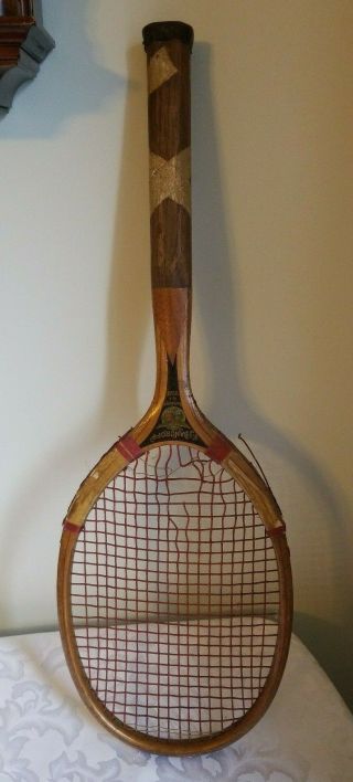 Antique 1915 Fj Bancroft Winner Wood Tennis Racket Racquet W Cloth Case