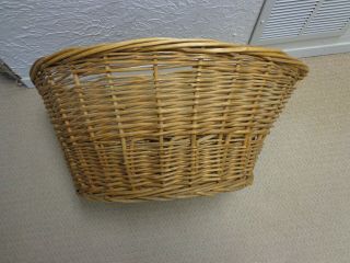 Vintage / Antique French Style Wicker Rattan Laundry Oval Basket - - Very large EUC 3