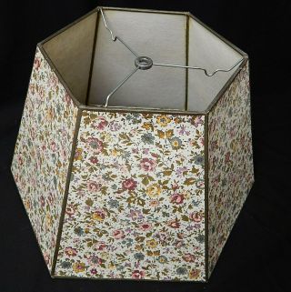 Antique Hexagonal Small Floral Print Canvas Fiber Lamp Shade 14x10