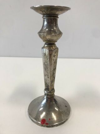 Pottery Barn Silver Candle Holder 8 Inches Tall (needs Polishing) Wax Drippings