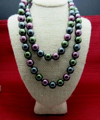 Joan Rivers Tahitian Pearl Necklace In Green Purple Blue Iridescent Nib Rare