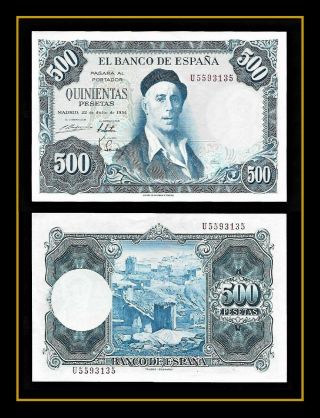 Spain 1943 500 Pesetas P - 148a Banknote ☆ Gem Unc ☆ ☆ Rare This ☆