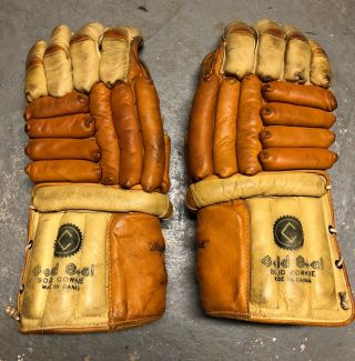 Cooper Weeks 15 Professional Gold Seal Hockey Gloves Vintage Leather Rare