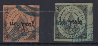 Honduras 1877 Coat Of Arms 1 Real 2 Reales Overprint Rare Sc 14 16 Fakes