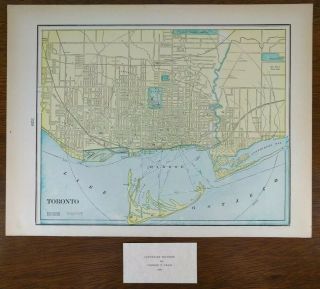 Toronto Canada 1900 Vintage City Atlas Map 14 " X11 " Old Turn Of The Century