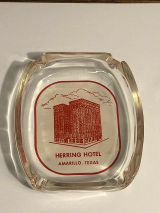 Vintage Herring Hotel Ashtray 4”x3.  5” Amarillo Texas Rare