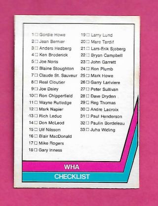 Rare 1977 - 78 Opc Wha 58 Unmarked Checklist Nrmt Card (inv C9371)