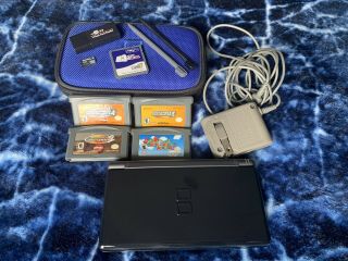 Nintendo Ds Lite Black Onyx With 33 Games,  Rare M3ds Side Loader,  Charger