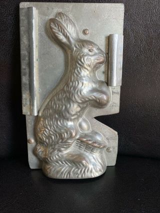 Metal Chocolate Mold No.  24 Bunny Rabbit Vintage Antique Easter Egg 6.  5”