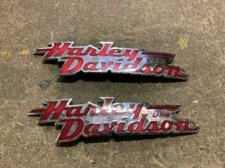 Harley Davidson Tank Emblem Badges Rare Sportster Pair
