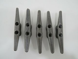 Five 6 " Old Cast Iron Boat Dock Cleats Pull Handle Hook Decor (d4b526)