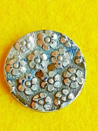 Antique Floral Design Set Of 6 Pewter Metal 2 Hole Buttons
