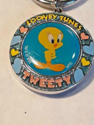 Vintage Looney Tunes Tweety Bird Locket Metal Keychain Rare Ships