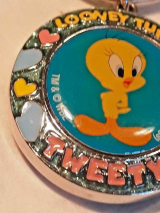 Vintage Looney Tunes Tweety Bird Locket Metal Keychain RARE Ships 3
