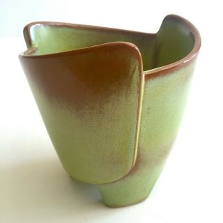 Frankoma Rare Mid Century Modern Prairie Green Art Pottery Ceramic Planter Vase