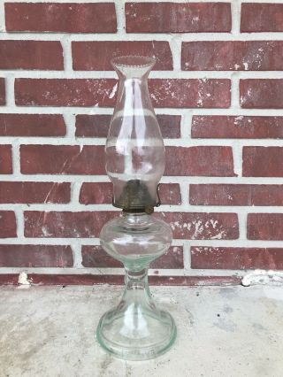 Antique Kerosene Oil Lamp Clear Glass Banner P&a Mfg Co.  Waterbury Conn