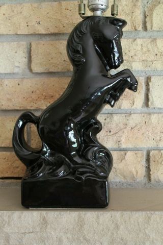 Vtg Mid Century Modern Mcm Black Ceramic Horse Stallion Table Lamp