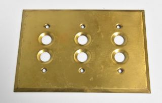Vintage Brass 3 Gang Push Button Switch Plate 1