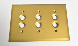 Vintage Brass 3 Gang Push Button Switch Plate 3