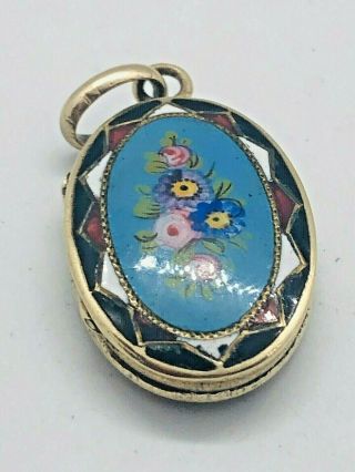 Antique Rolled Gold Enamel Victorian Mourning Locket Rare Collectable 1880s