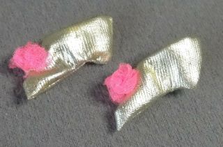 Vintage Barbie Julia Pink Fantasy Gold Lame Slippers Shoes Only Nm