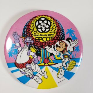Walt Disney World Epcot Figment Mickey Mouse Astronauts Button Pushback Pin Rare