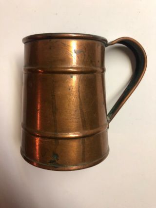 Antique Copper Over Tin Kreamer Mug Cup 1 Pint