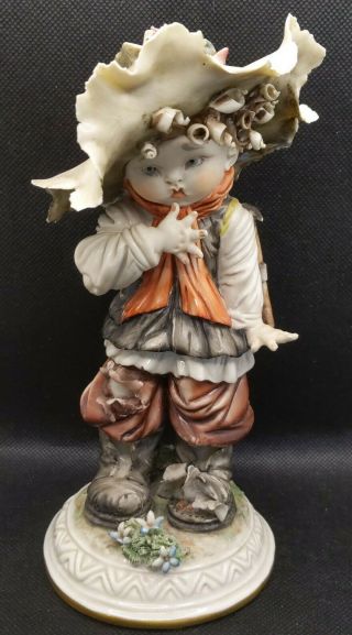 Capodimonte Tiziano Galli Porcelain Figurine Boy With Axe & Bag Collectible Rare