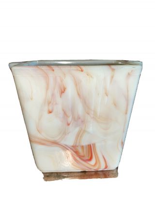 Akro Agate Slag Depression Glass Vase Antique Rare Cream/orange