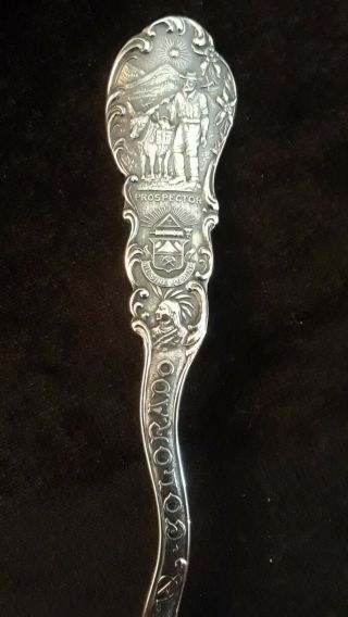 Colorado Sterling souvenir spoon Denver State Capitol bowl with Native Americans 3