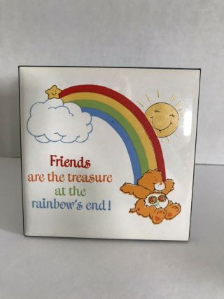 Rare Vintage 1984 Care Bears Tile Trivet Friends Are The Treasure At The Rainbow