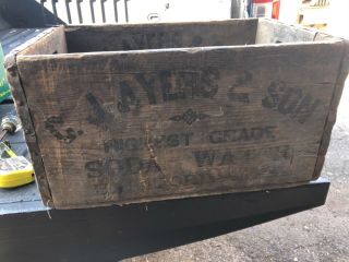 Rare Antique Vintage Cj Ayers & Sons Wooden Soda Crate 21/14/11” Hartford,  Ct