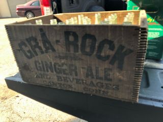 Rare Antique Vintage Gra - Rock Beverages Wooden Soda Crate 20/13.  5/11” Canton,  Ct