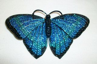 Nib Rare Joan Rivers Limited Edition Blue Morpho Butterfly Brooch