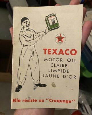 Rare Early Texaco Green Oil Can Advertising Booklet - Mechanic Gas Station Lube